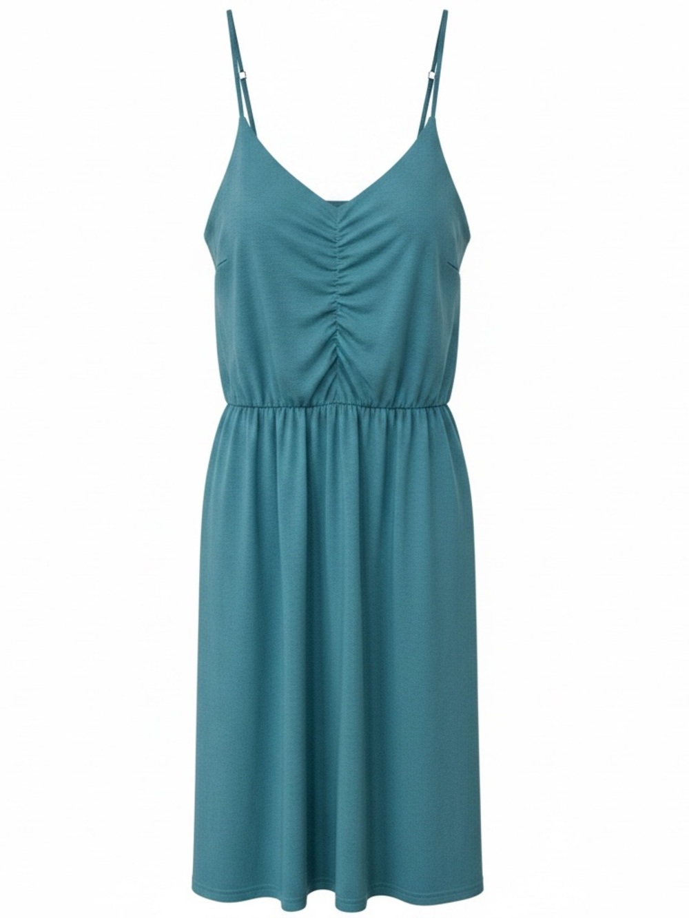 Yathon Women’s Teal Sleeveless A-line Spaghetti Strap Midi Dress - Sz L